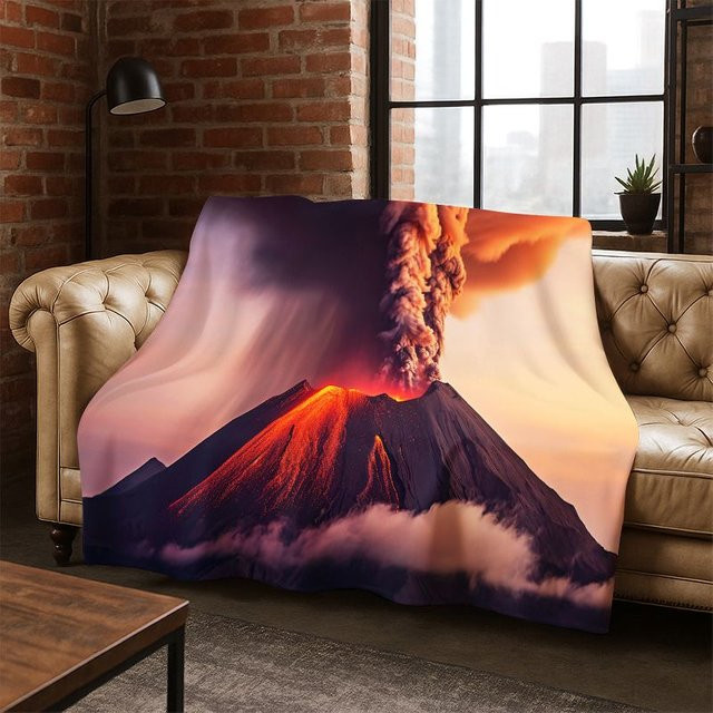 Faviora Flanelldecke mit 3D-Vulkan-Flammen-Lava-Design, weiche und warme Wurfdecke in Multicolour, B/B/H: 150 x 135 x 0 cm - Bild 1