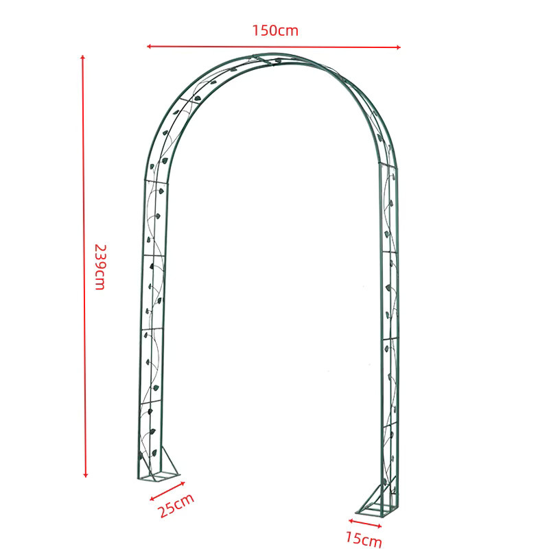 Grüner Eisenkunst-Bogen als Klettergitter und Rankhilfe für Garten und Balkon, Höhe: 239 cm, Breite: 150 cm, Tiefe: 15 cm - Bild 2