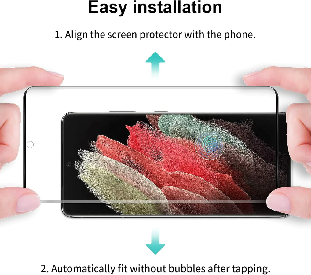 Samsung Galaxy S21 Ultra Displayschutzfolie aus gehärtetem Glas, transparent, 1/4 Stück - Bild 4