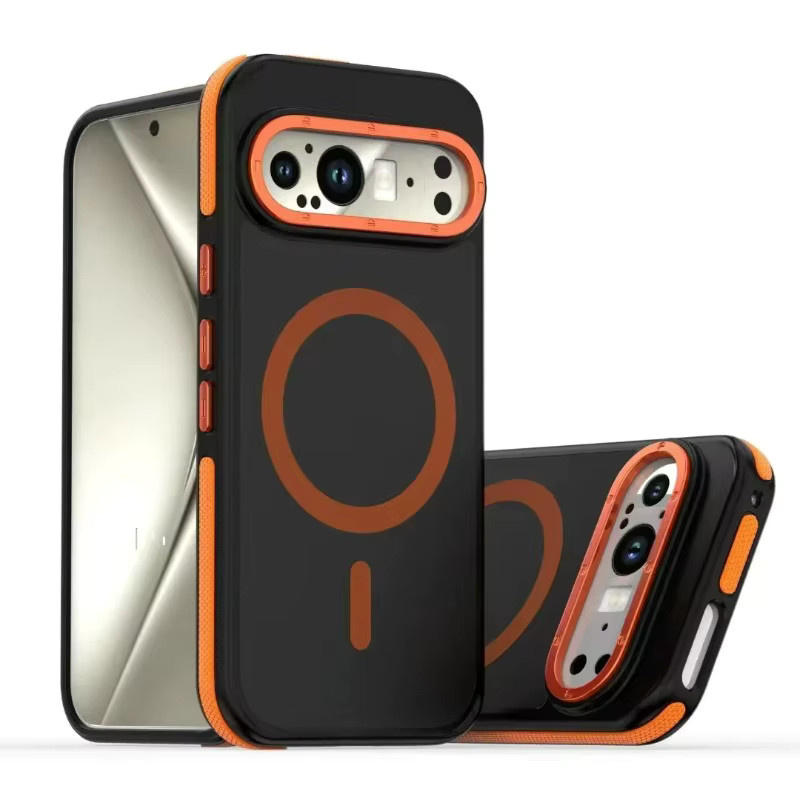 Superior Armor High Clear Protect Hülle für Google Pixel 10 und Google Pixel 9 Pro XL, transparent mit mehrfarbigem Knopfrahmen und magnetischer Aufladung, stoßfeste Schutzhülle - Bild 1