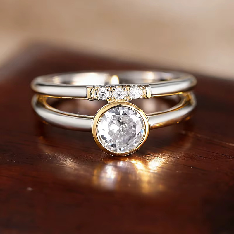 Huitan Damen-Ring, Bicolor, Zirkonia, Vintage - Bild 2