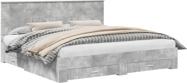 vidaXL Bettrahmen mit Kopfteil in Betongrau aus Holzwerkstoff mit Schubladen B/T/H: 200 x 200 x 210 cm - Bild 1