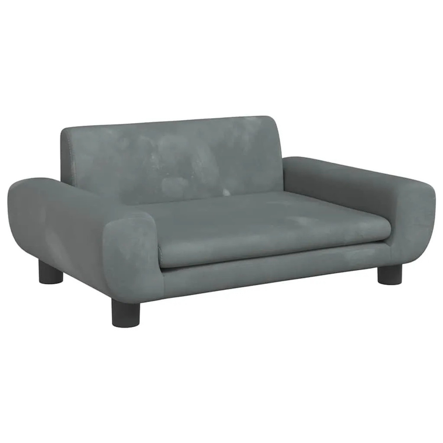 vidaXL Hundebett Sofa aus Samt in Dunkelgrau, B/T/H: 70 x 45 x 33 cm - Bild 2