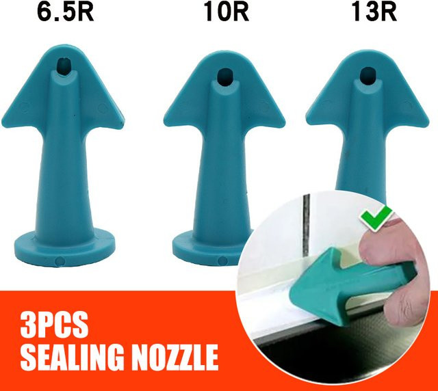 CHEGIT 3-teiliges Set Caulk Düsen Applikatoren und Schaber für Silikon, Kleber und Epoxy zur Abdichtung und zum Finishing - Bild 1