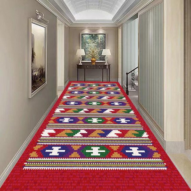 Super Six Flurteppich im ethnischen Retro-Stil, geometrisches Design, rutschfest und waschbar, B/T: 60 x 200 cm, Multicolour - Bild 1