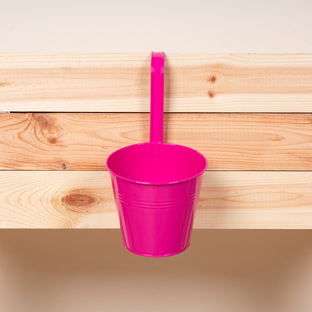 Hängender Metall Übertopf von BLUME2000 in Pink, Höhe: 26,5 cm, Breite: 14,8 cm, Tiefe: 14,8 cm - Bild 1