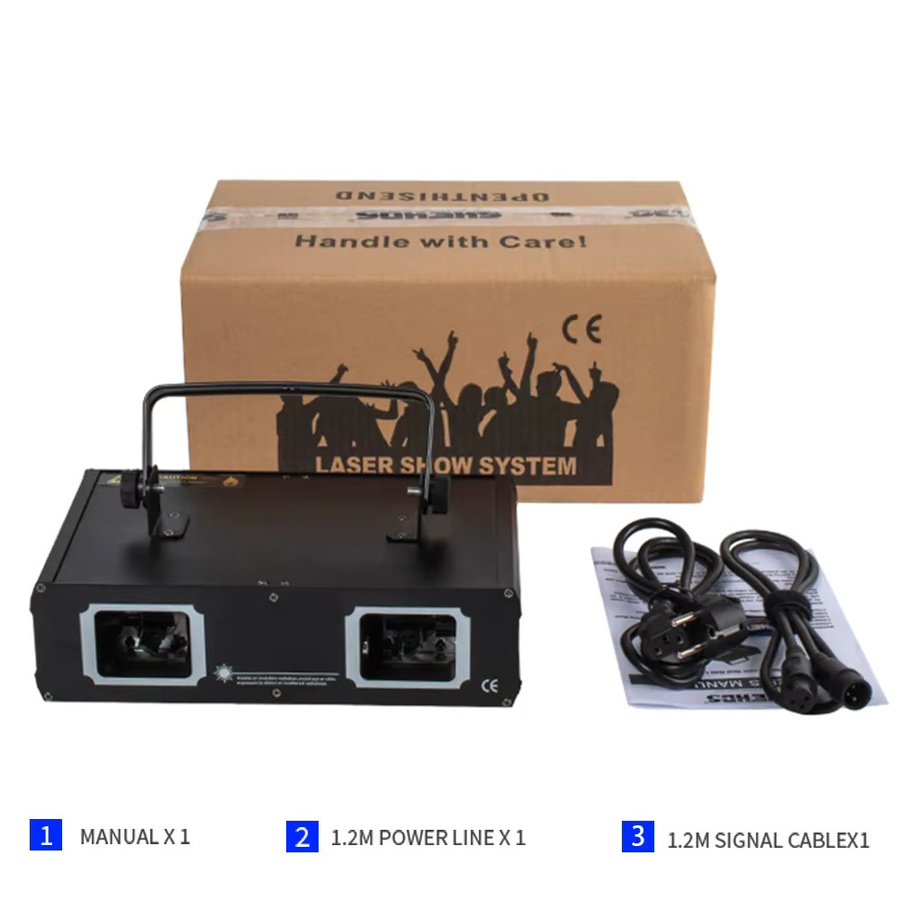 SHEHDS 2-Kopf RGB Laserlicht DMX512 Scan-Projektor in Schwarz für DJ, Party und Disco - Bild 5