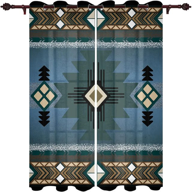 Yiran Furniture Verdunkelungsvorhang Boho Stammes Totem Design, Mehrfarbig, Breite: 55 cm, Höhe: 120 cm - Bild 1