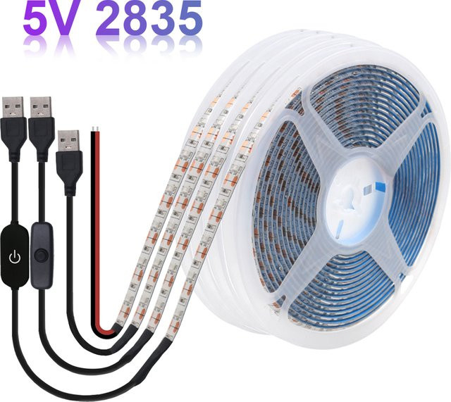 XUNATA LED-Streifenlicht USB 5V mit 60 SMD 2835 LEDs, dimmbar, Farbe Weiß und Blau - Bild 1