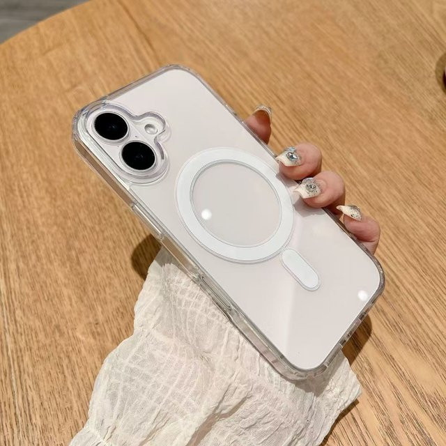 Stoßfeste MagSafe magnetische Hülle für iPhone 17 16 15 14 13 12 11 Pro Max Plus Air Clear Wireless Charge Cover, Transparent - Bild 1