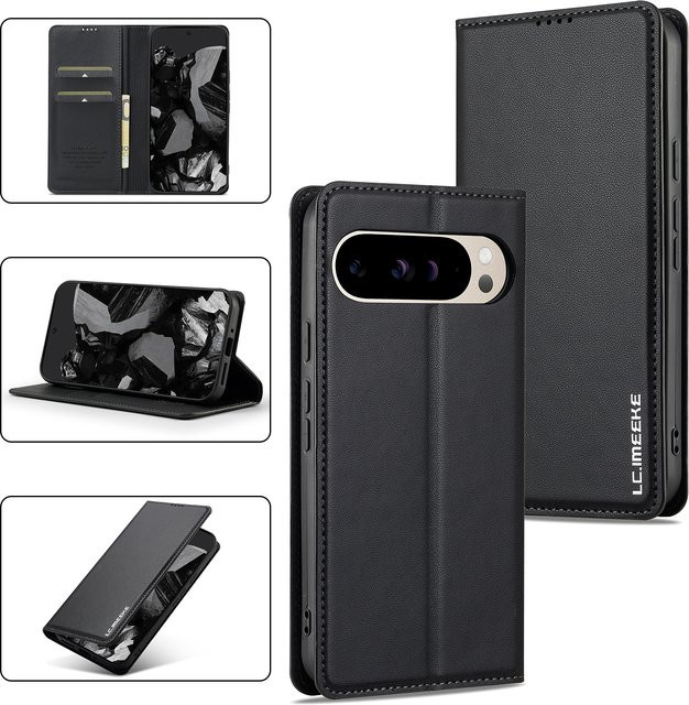 Luxuriöse Business Leder Handyhülle als Flip-Cover mit Kartenhalter für Google Pixel 10, 9, 8, 7 Pro, XL, 8A, 9A - Bild 1