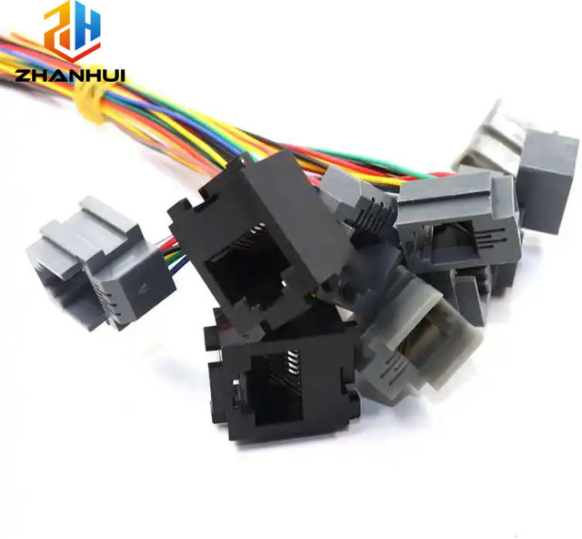 RJ-Telefonbuchse Anschluss mit Kabel für RJ11, RJ12 und RJ45 in Schwarz (5/10 Stück) - Bild 1
