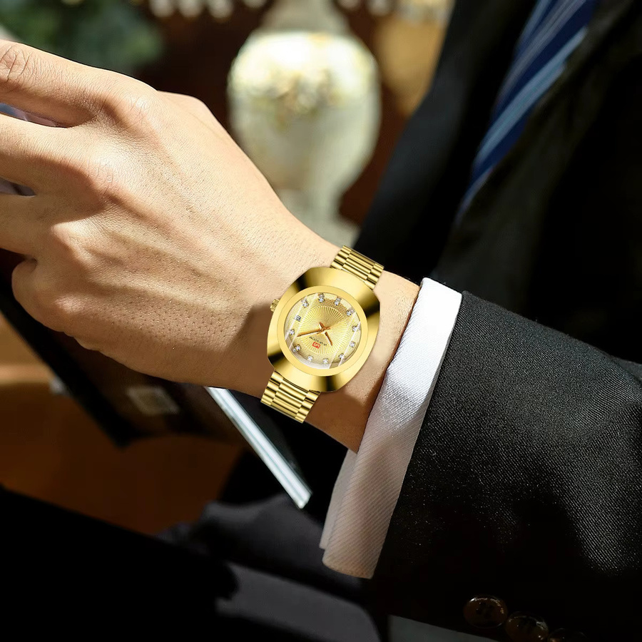VA VA VOOM Herrenuhr, Quarz, Edelstahlarmband, Diamant, Gold - Bild 4