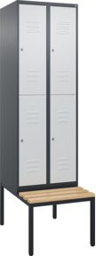 C+P Doppelstock-Spind Classic PLUS Sitzbank mit 2 Abteilen und Zylinderschloss, Sitzfläche aus Buche-Hartholz, B/T/H: 212,0 x 60,0 x 81,5 cm - Bild 1