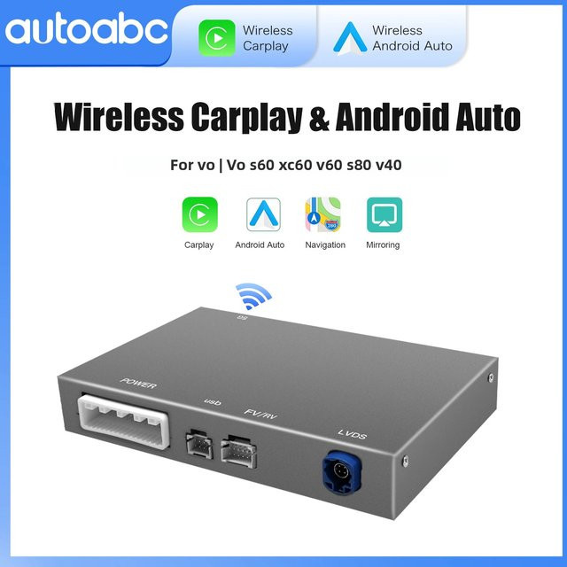 AUTOABC Drahtlose CarPlay und Android Auto AI Box für Volvo XC60 XC70 S60 S80 V60 V70 V40 mit Kamera-Unterstützung und AirPlay - Bild 1
