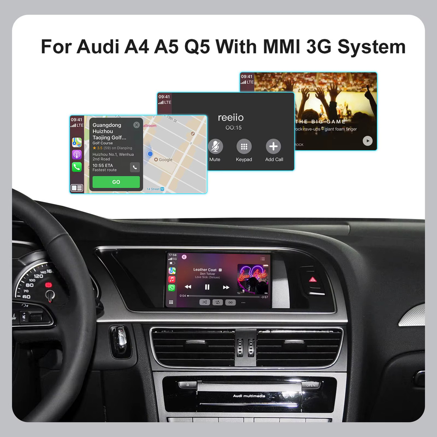 REEIIO Multimedia Player für Audi A6 A7 C7 MMI 3G HN + R (2011-2015) mit GPS, Bluetooth, drahtlosem CarPlay und Android Auto, Schwarz - Bild 2