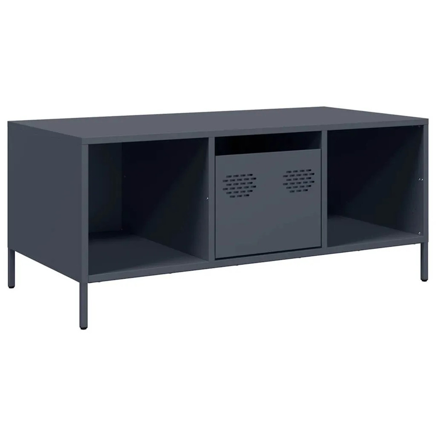 vidaXL Couchtisch in Anthrazit aus kaltgewalztem Stahl im Industrie-Stil, B/T/H: 101,5 x 50 x 43,5 cm - Bild 2