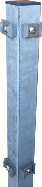 FA-Bausysteme Eckzaunpfosten für Doppelstabmattenzaun mit Klemmplättchen, feuerverzinkt, Farbe: Silber, Höhe: 63 cm - Bild 1