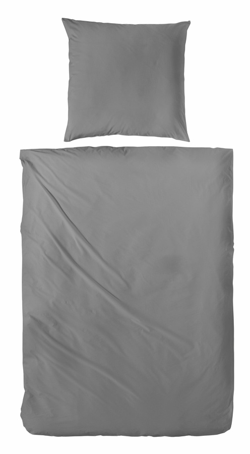 Primera Edelflanell Bettwäsche aus Baumwolle mit Bettbezug und Kissenbezug, Grau, B/H: 135 x 200 cm, Kissen: 80 x 80 cm - Bild 1