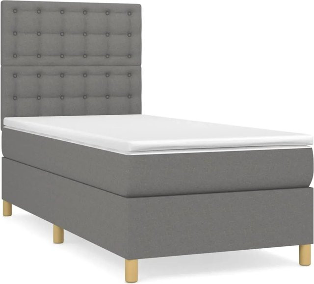 vidaXL Boxspringbett Hybrid mit Matratze Dunkelgrau B/T/H: 90 x 200 cm - Bild 1