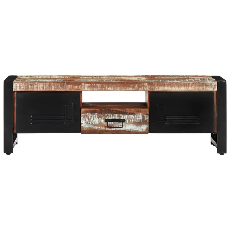 vidaXL TV-Schrank im Industrial Design aus Massivholz und Metall, Farbe Braun, B/T/H: 120 x 30 x 40 cm - Bild 2