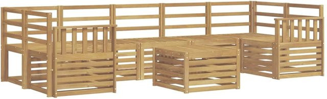 vidaXL Outdoor-Sofagarnitur 8-teilig aus Massivholz Akazie in Weiß mit Latten-Design und U-Form - Bild 1