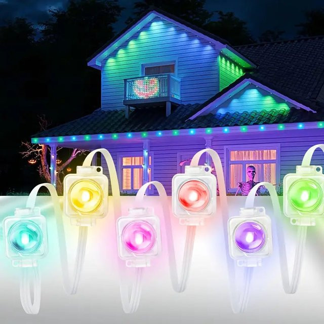 TLEDMP Smart RGBIC LED Traufenkette mit WIFI, Wasserdichte Outdoor Lichterkette für Party und Hochzeit, kompatibel mit Alexa und Google Assistant, Multicolour - Bild 1