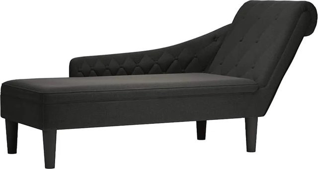vidaXL Chaiselongue mit Lendenkissen und rechter Armlehne in Schwarz aus Stoff, B/T/H: 145 x 56 x 110 cm - Bild 1