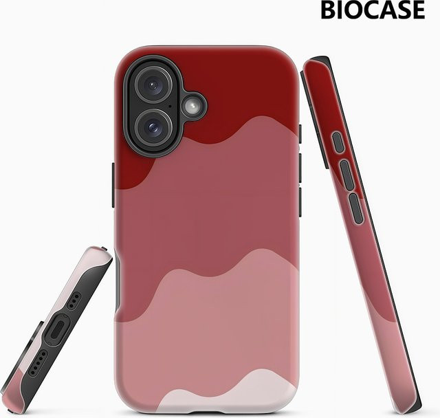 Apple iPhone Handyhülle mit rotem Farbverlaufswellen-Design und doppelschichtiger Rückseite - Bild 1