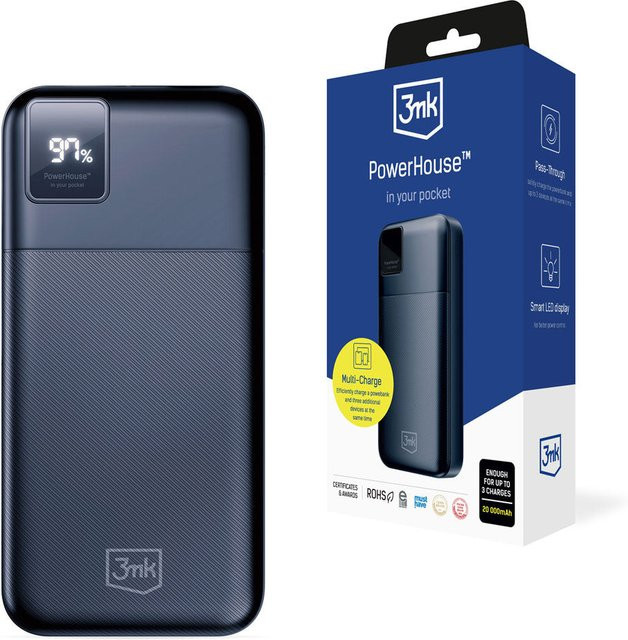 3MK PowerHouse Powerbank 20000mAh mit 22.5W, QC + PD, Schwarz - Bild 1