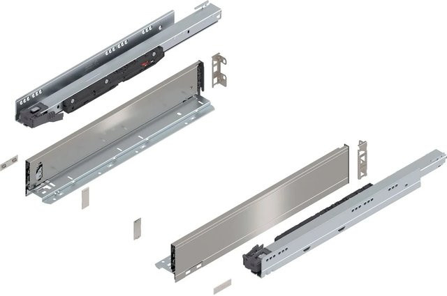 Blum Legrabox Pure Set Schubladenauszug Höhe M mit Tip-On Vollauszug, Farbe Inox Silber, 1 Paar, Auszugslänge: 500 mm, Tragkraft: 70 kg - Bild 1