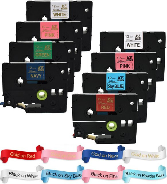 MrLabel Satinband für P-Touch und PTH110, Breite: 12 mm, Länge: 4 m, Farben: Gold, Rot, Multicolour, kompatibel mit TZe-RE34 TZ-RN34 TZE-RE31 TZ-R234 TZE-RG34 TZ-RW34 und PT0-E550W - Bild 1