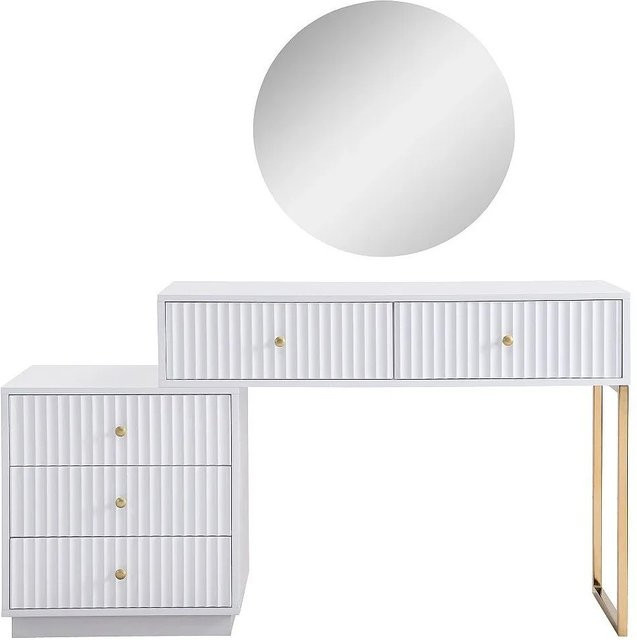 Schminktisch Perolia Vente-unique in Weiß und Gold mit einer Breite von 100 cm - Bild 1