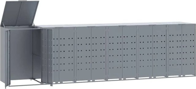 DELUKE Mülltonnenbox GORILO Mülltonnenverkleidung für 6 Tonnen aus Stahl in Grau, B/T/H: 414 x 79 x 117 cm - Bild 1