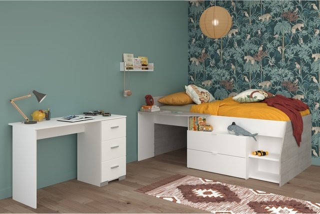 Parisot Kinderzimmer Set Milky 17 2-teilig in Weiß und Grey Loft matt - Bild 1
