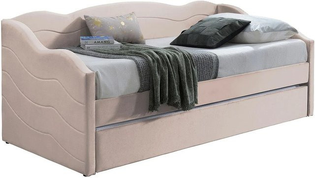 Vente-unique Sofabett Lenvia in Rosa mit Samtbezug und Ausziehfunktion, Breite: 207 cm - Bild 1