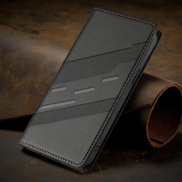 Magnetische Lederhülle als Brieftasche für Motorola Moto Edge 70 Fusion in Schwarz - Bild 1