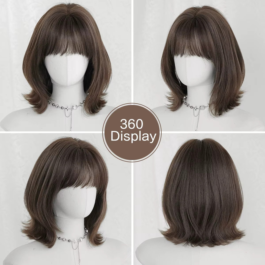 7JHH WIGS Perücke, Bob-Stil, mokkabraun, synthetisch, Damen - Bild 3