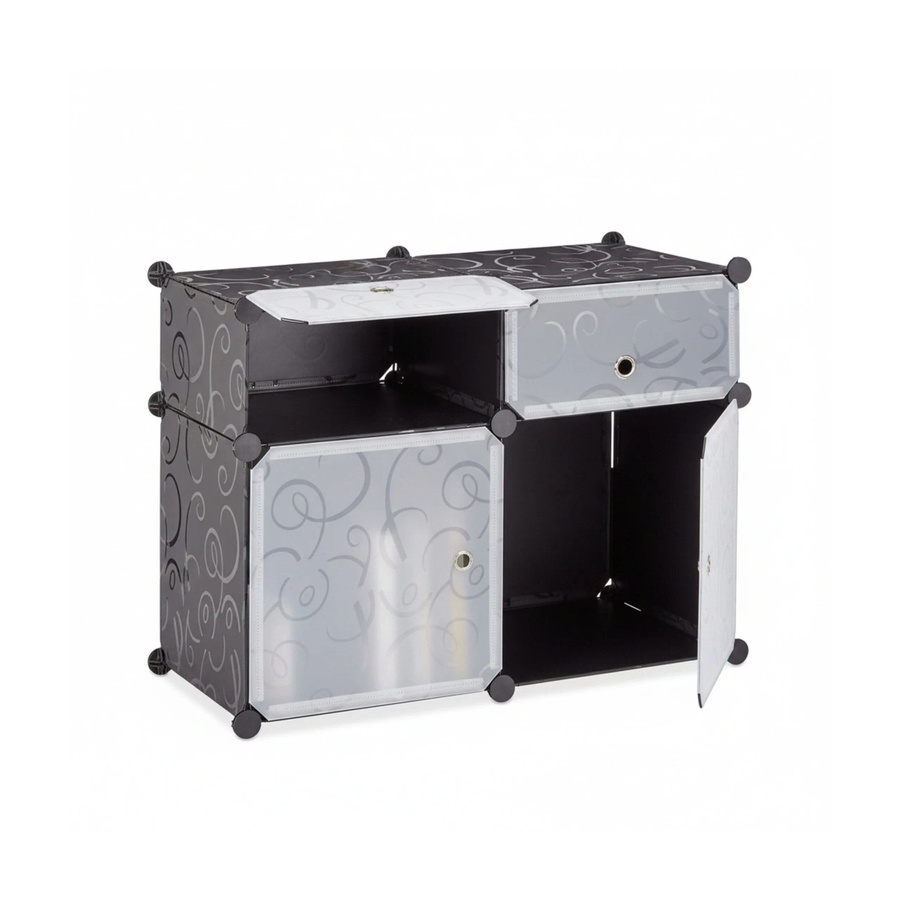 Relaxdays Regalsystem mit 4 Fächern aus Kunststoff in Schwarz, B/T/H: 56 x 37 x 74,5 cm - Bild 2