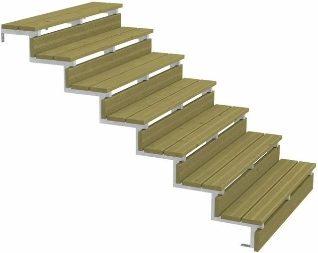 PLUS Terrassentreppe mit 7 Stufen aus feuerverzinktem Stahl in Silber oder Braun, Breite: 120 cm - Bild 1