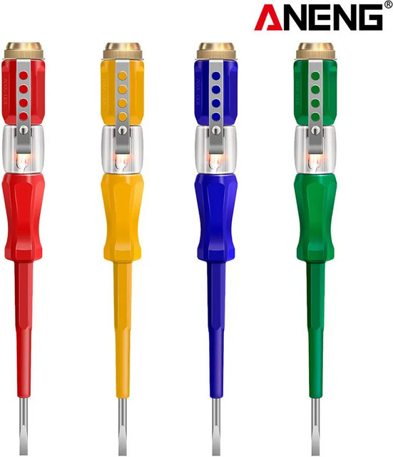 ANENG-B07 Spannungsprüfer-Schraubendreher in Gelb mit isolierter PVC-Hülle für AC 100-500V zur Unterscheidung von Phase und Neutralleiter - Bild 1