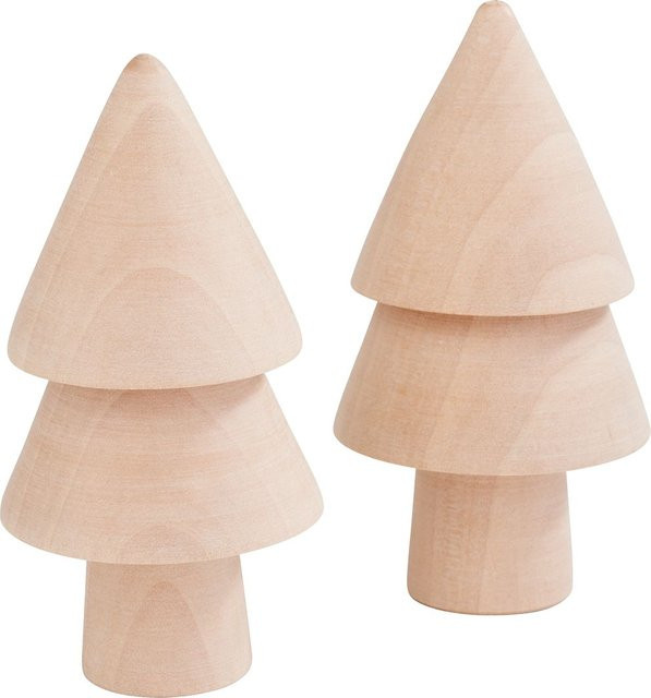 VBS Holz-Tannenbäume für Weihnachten und Advent in Beige - Bild 1