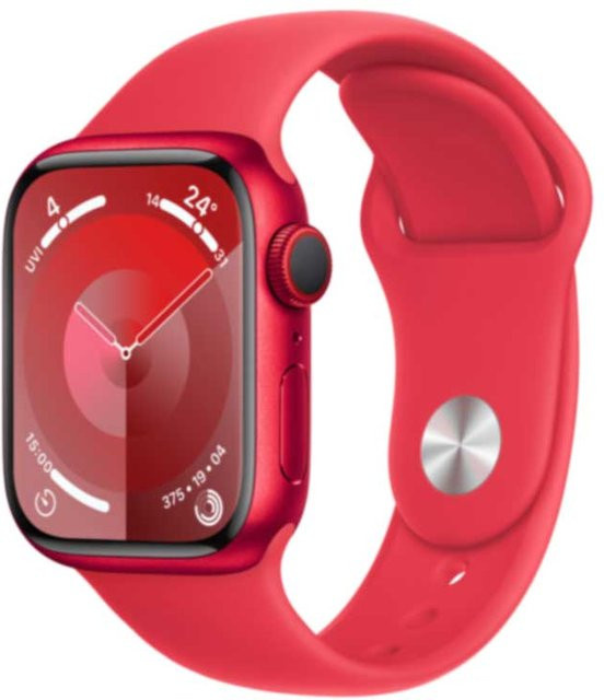 Apple Watch Series 9 GPS + Cellular 41mm Aluminium Case in Product Red mit Product Red Sport Band M/L - Bild 1