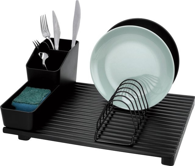 W5 Abtropfgestell-Set in Schwarz mit Besteckhalter aus Kunststoff und Stahl - Bild 1