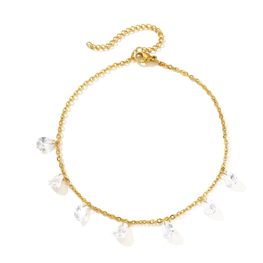 RUIYI Fußkettchen, Gold, Edelstahl, Zirkonia, Damen - Bild 3