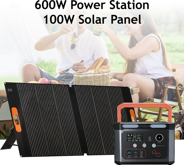 CHUBAN Tragbare Powerstation 600W mit 100000mAh Solargenerator und optionalem 100W Solarpanel in Schwarz - Bild 1