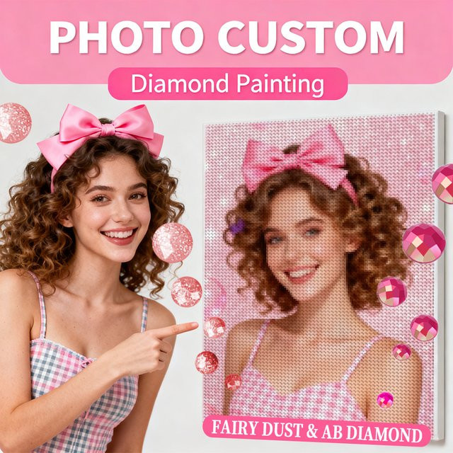 HUACAN Diamant-Gemälde 5D mit individuellem Foto als Mosaik-Kunsthandwerk inklusive Round-Bohrern und Feen-Staubbohrern - Bild 1