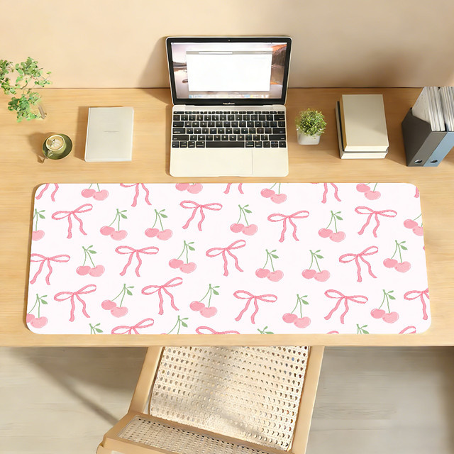 XXL Blumenmuster-Mauspad mit Schleife in Multicolour, rutschfeste Schreibtischunterlage für PC und Laptop - Bild 1