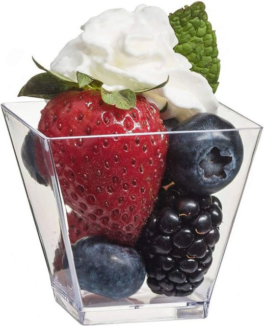 GrandFlavor Einweg-Dessertbecher aus Kunststoff, quadratisch, transparent, 20 Stück, 60 ml - Bild 1