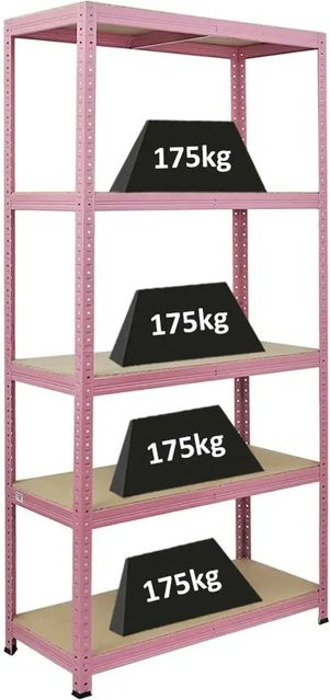 PROREGAL Schwerlastregal Pink Lady mit 5 Ebenen, H x B x T: 180 x 90 x 40 cm, Fachlast 175 kg, Metall, Farbe: Pink - Bild 1